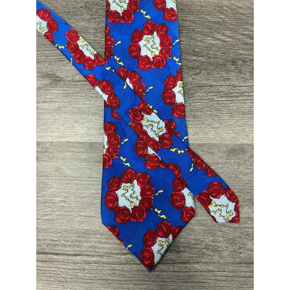 Grateful Dead Spanish Lady First Set Tie Skull Roses Blue Red 4